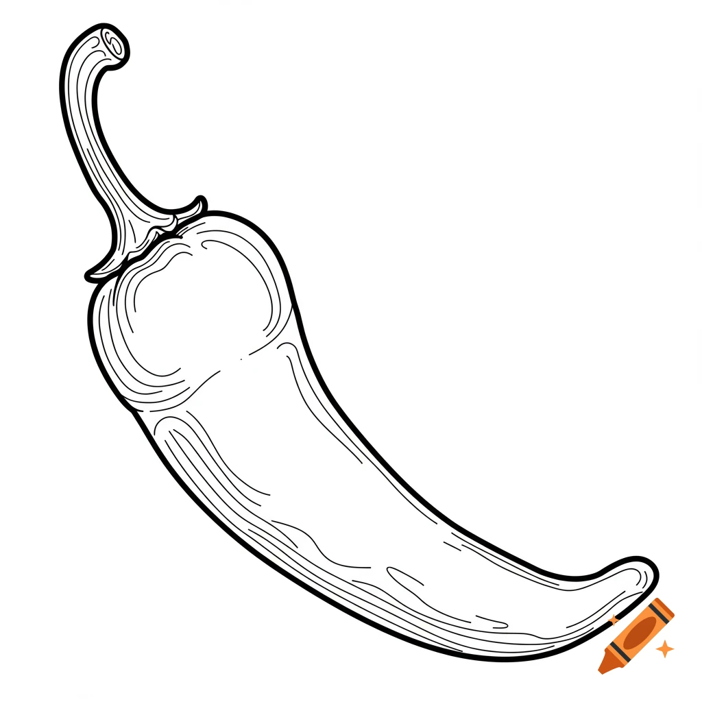 Black and white chili pepper coloring page