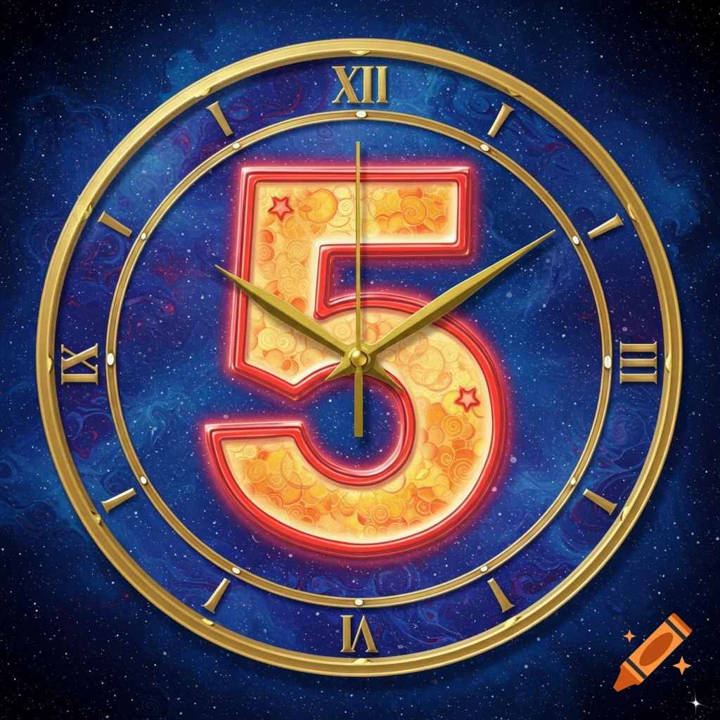 Clock with only the number 5 on it on Craiyon