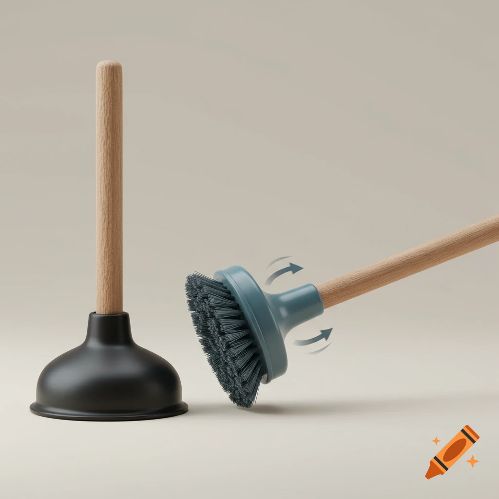 Plunger with interchangeable spinning brush