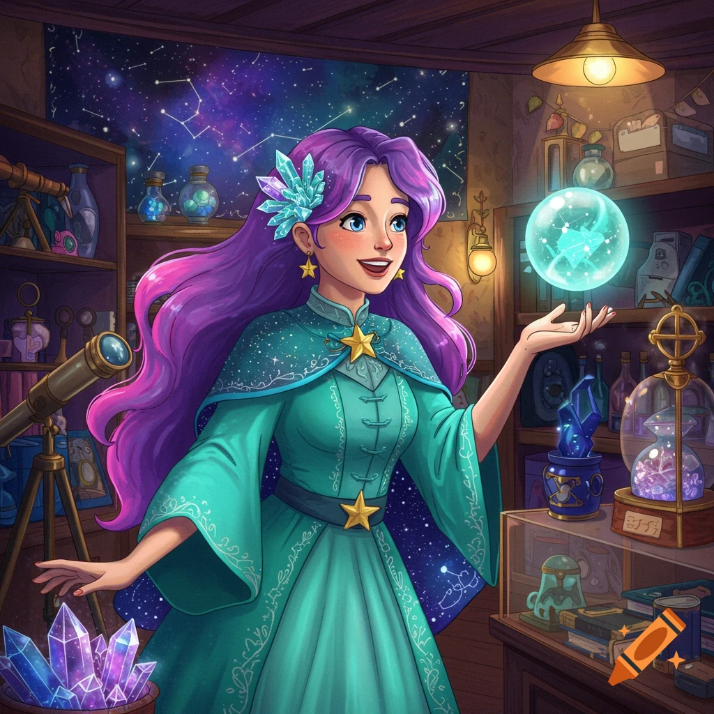 Whimsical magical shop owner