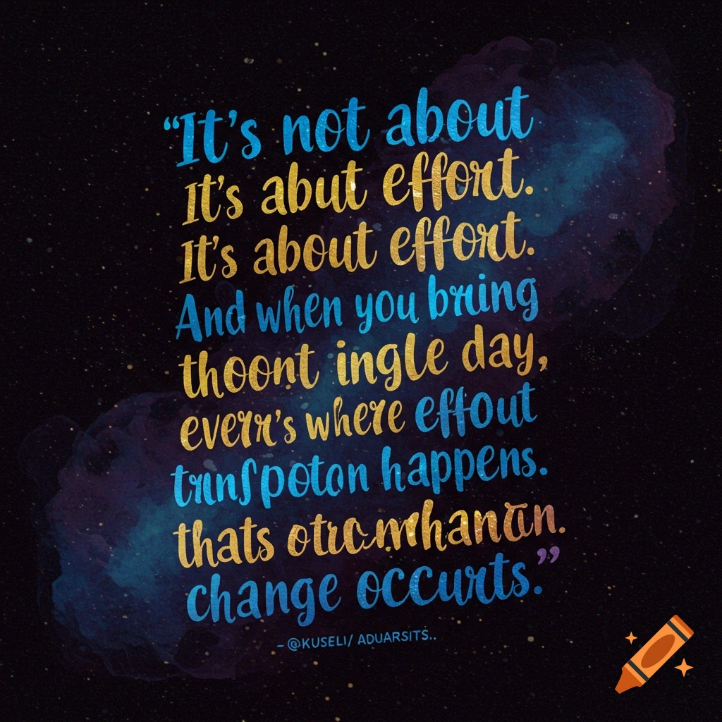 Inspirational quote about effort and transformation