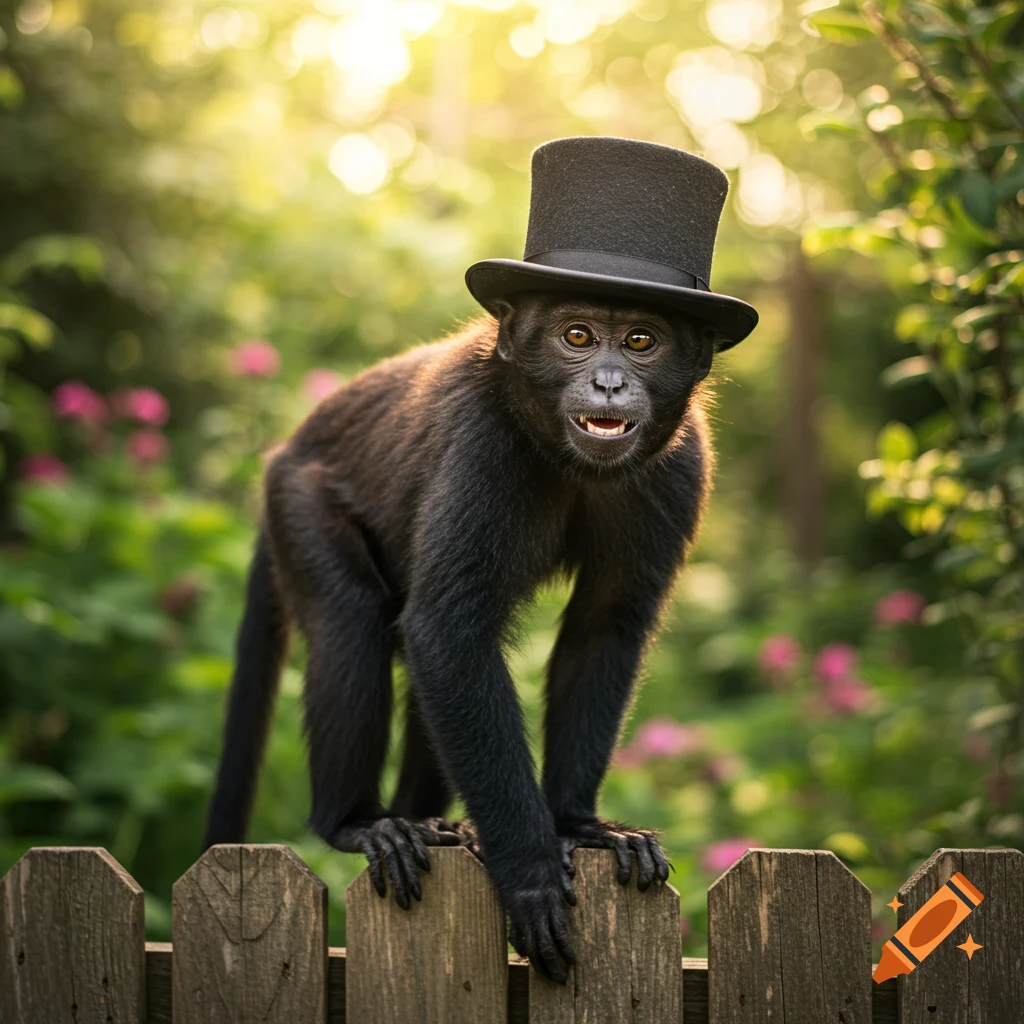 Monkey wearing a top hat