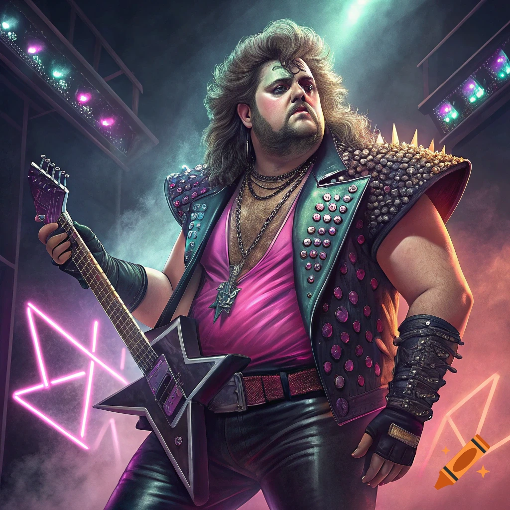 Don Vito Margera as 80s glam metal rockstar