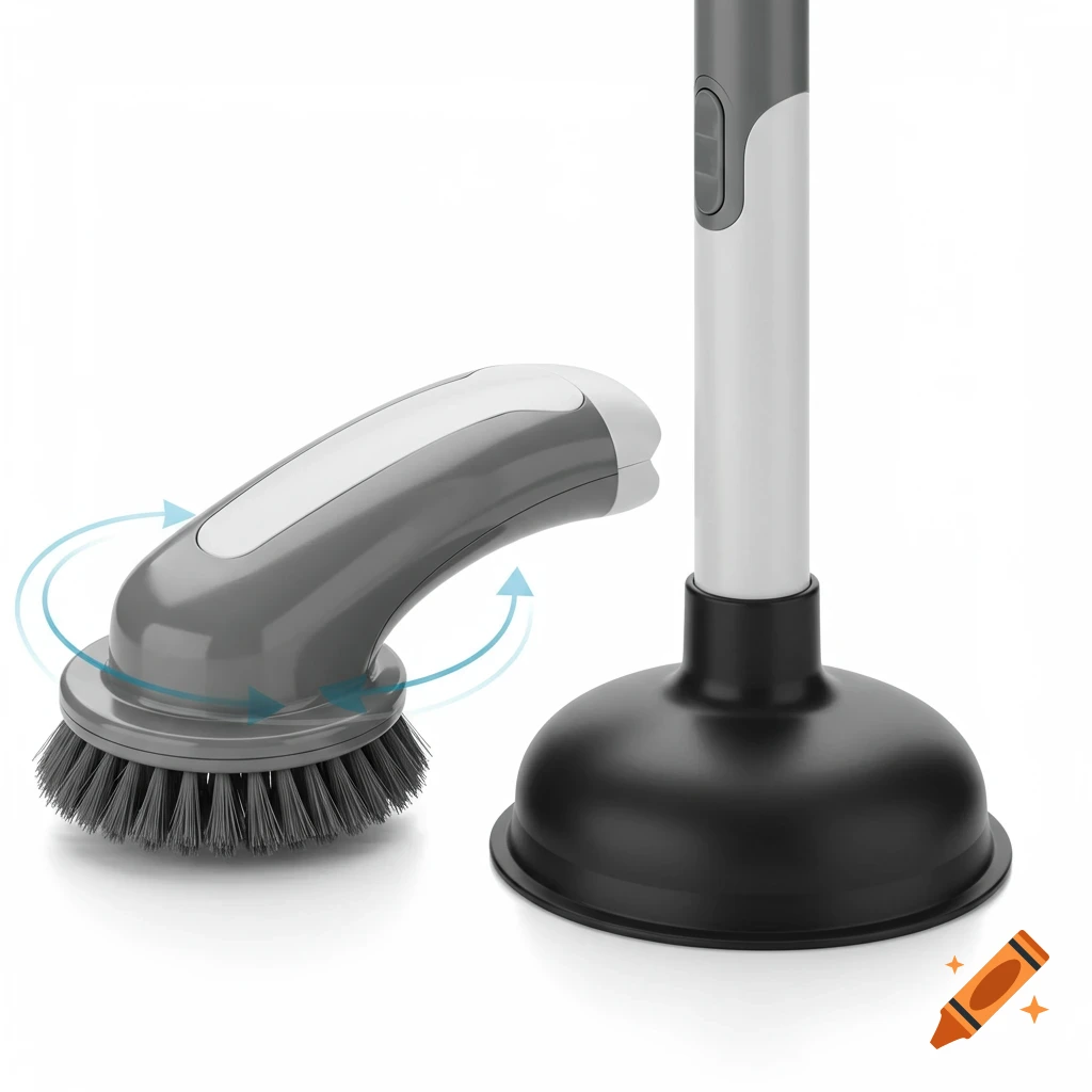 Plunger with interchangeable spinning brush