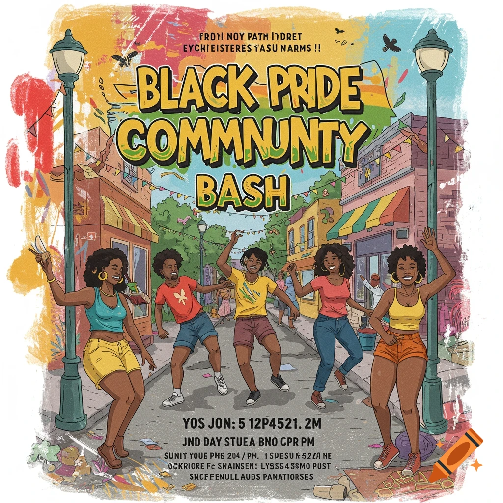 Black Pride Community Bash block party flyer
