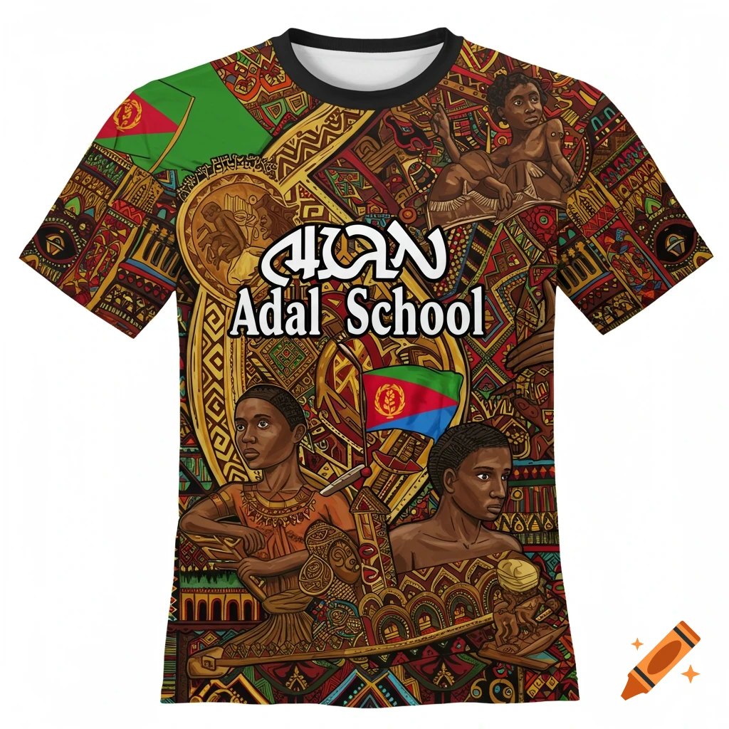 Eritrean themed shirt design for Adal school