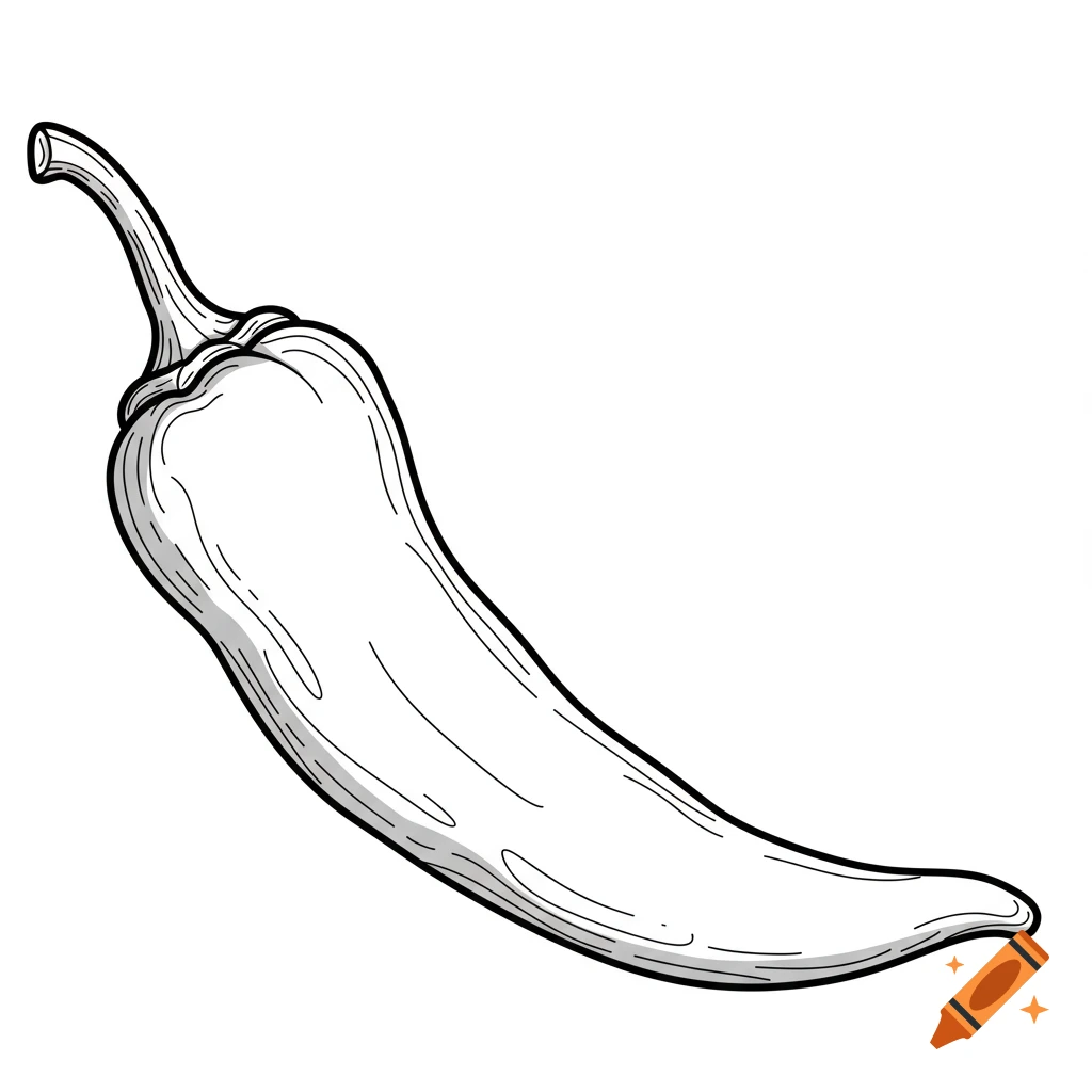 Black and white chili pepper coloring page