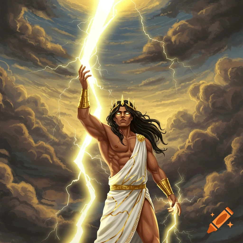 Drawing of Zayne, the god of lightning