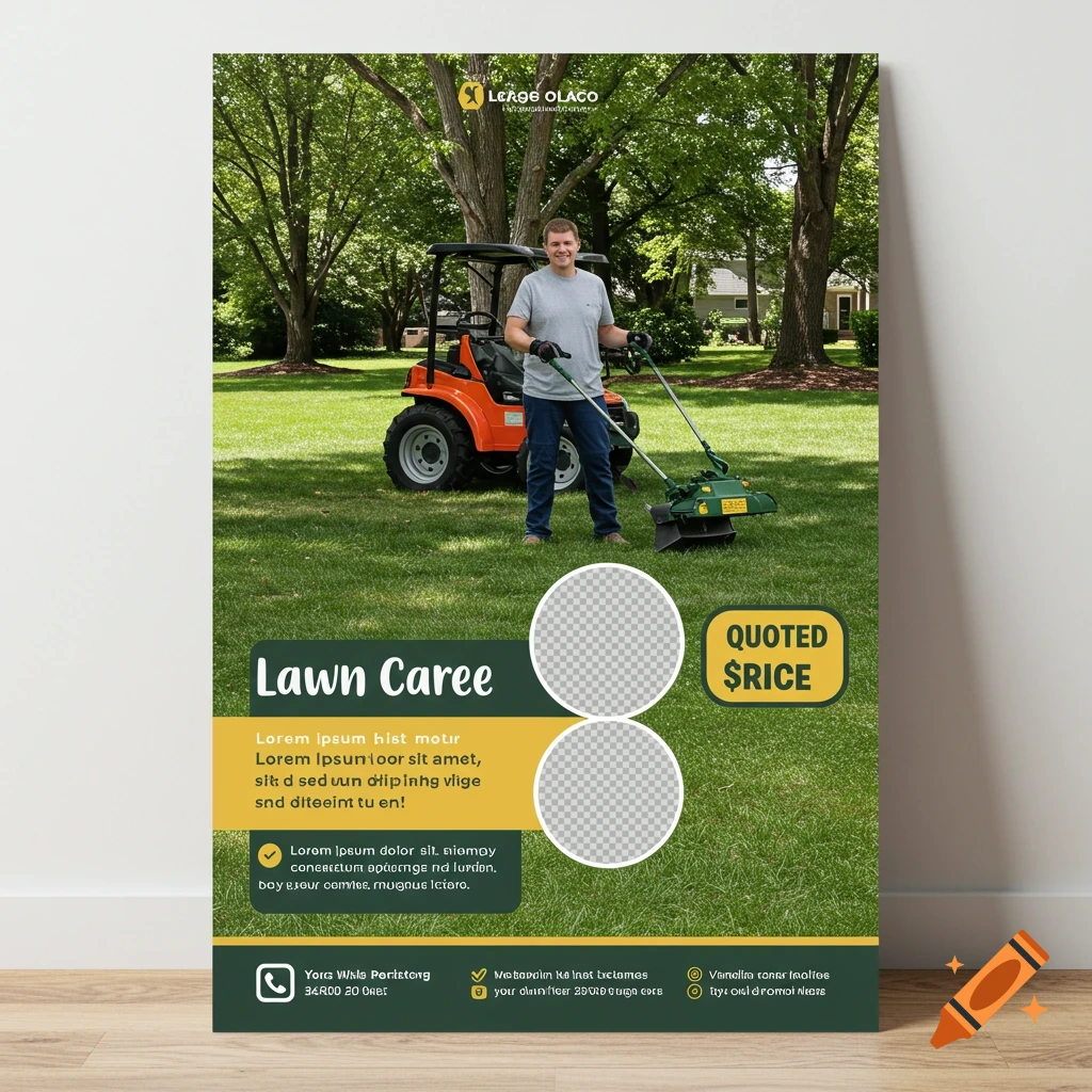 Lawn care business flyer with graphic art