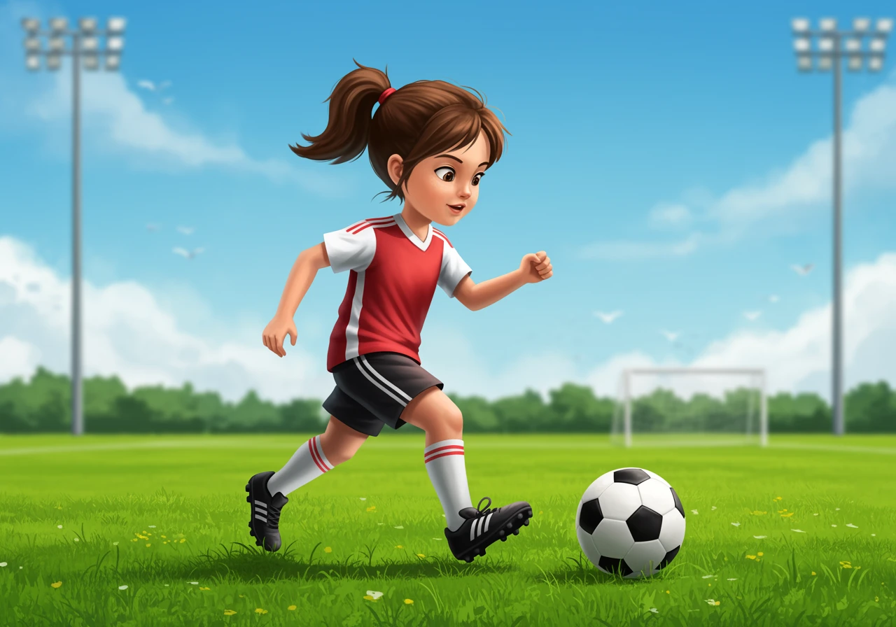 Little girl playing soccer