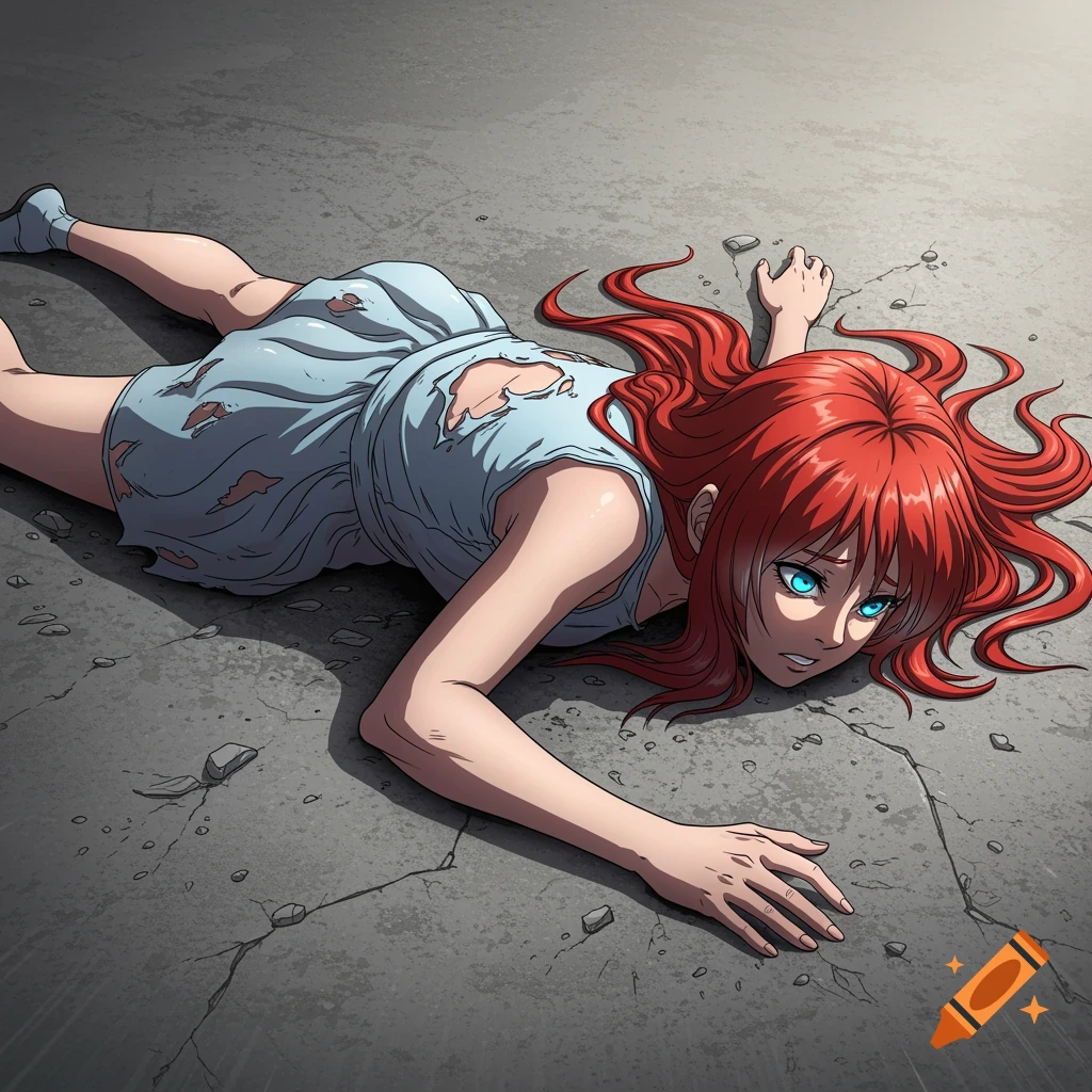 Girl laying face down after a fall