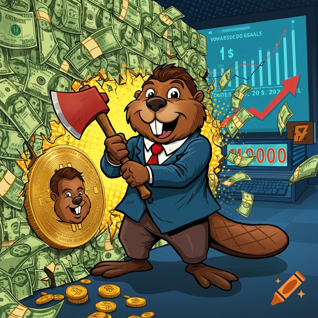 Bucee the beaver promoting a crypto coin