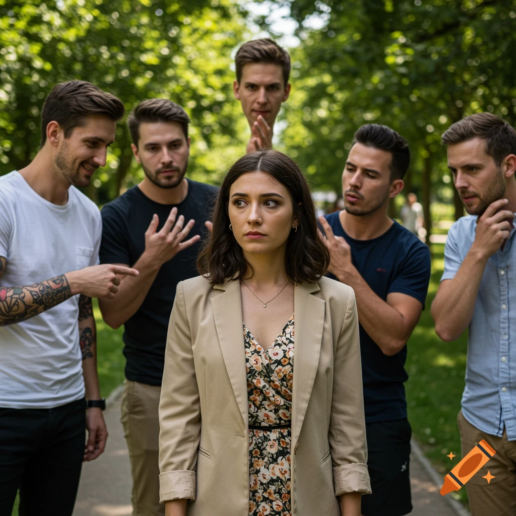 Woman in a love pentagon