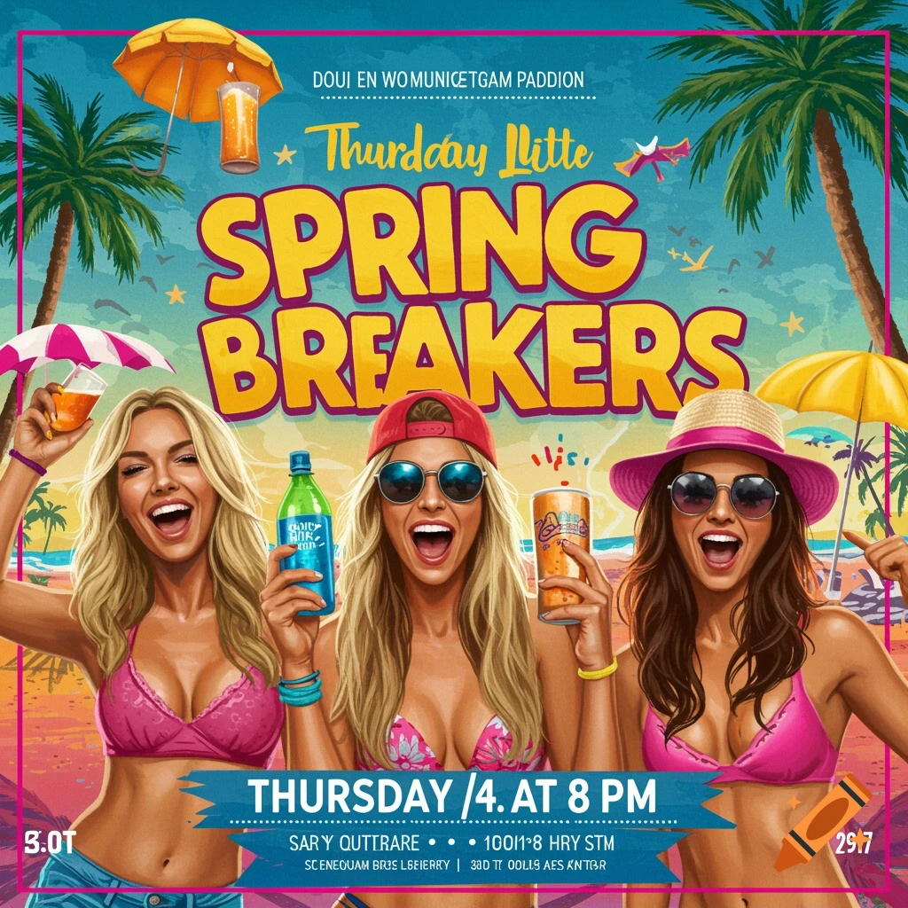 Spring breakers party invitation flyer