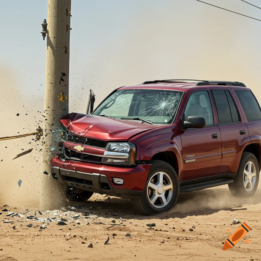 2008 Chevy Trailblazer crashed into a pole