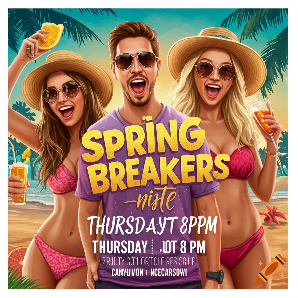 Spring breakers party invitation flyer