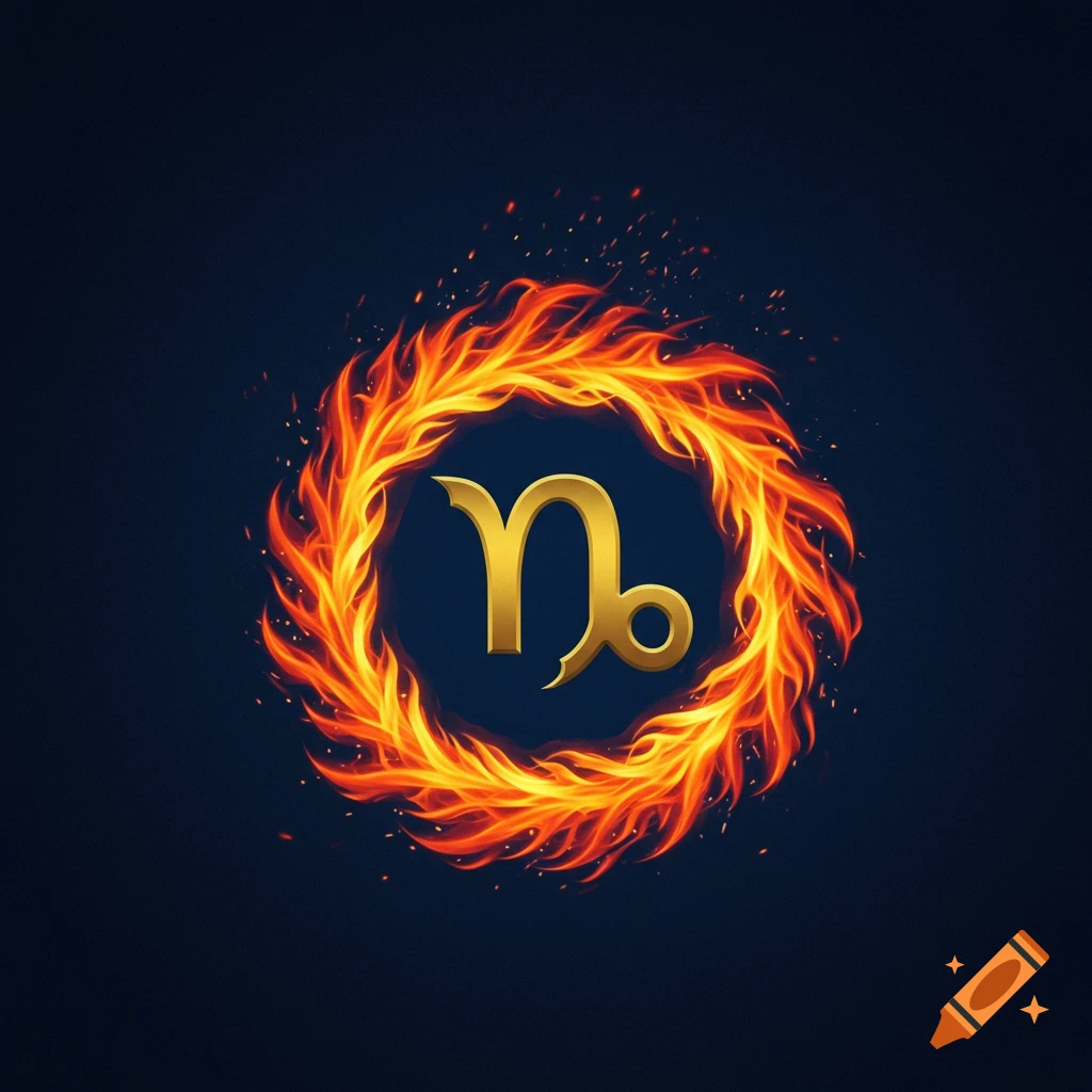Capricorn logo with flames