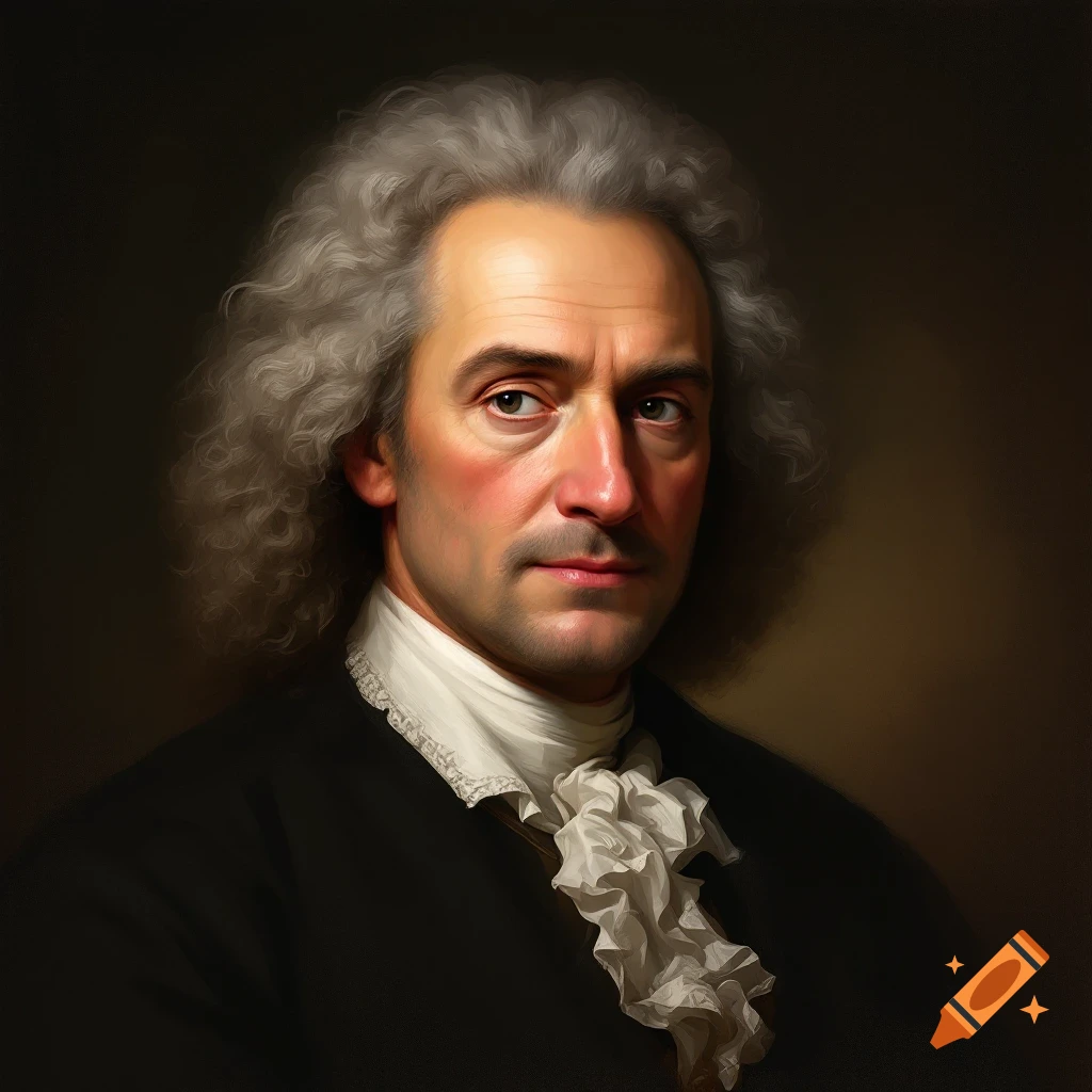 Portrait of a man resembling John Locke in 18th-century attire against a dark background.