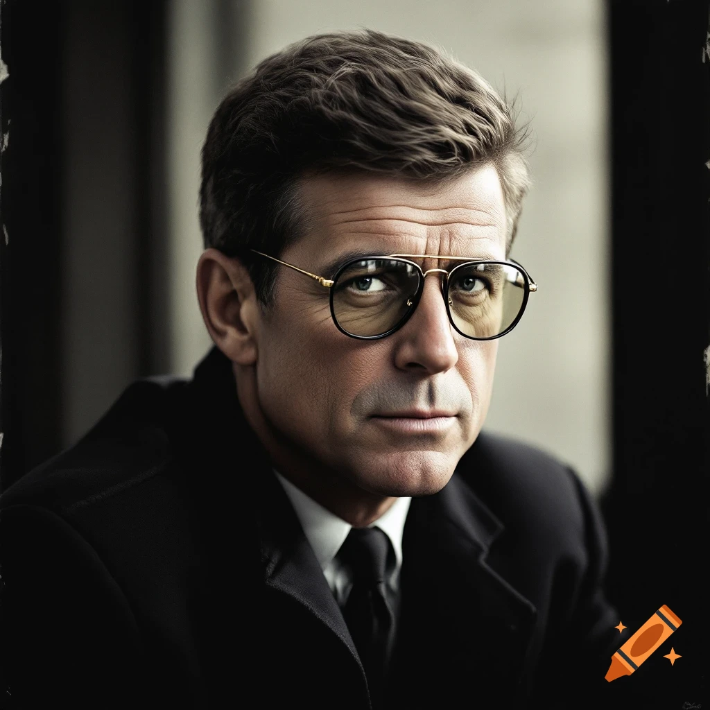 Portrait of a man in a suit and aviator glasses