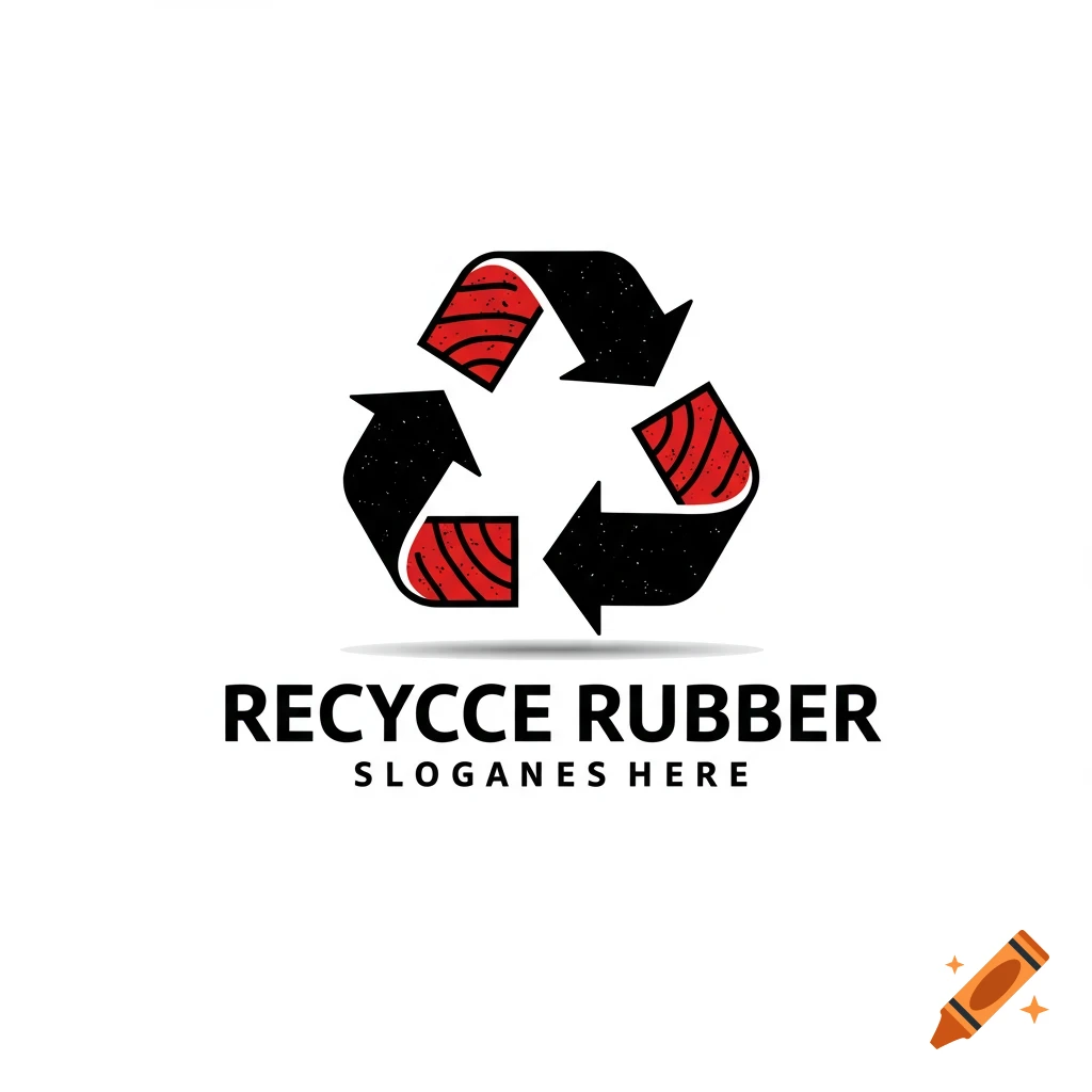 Recycle logo made of rubber