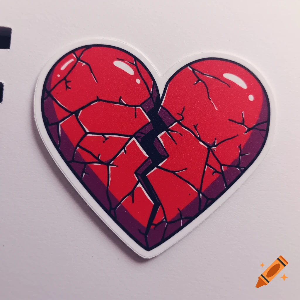 Broken heart sticker