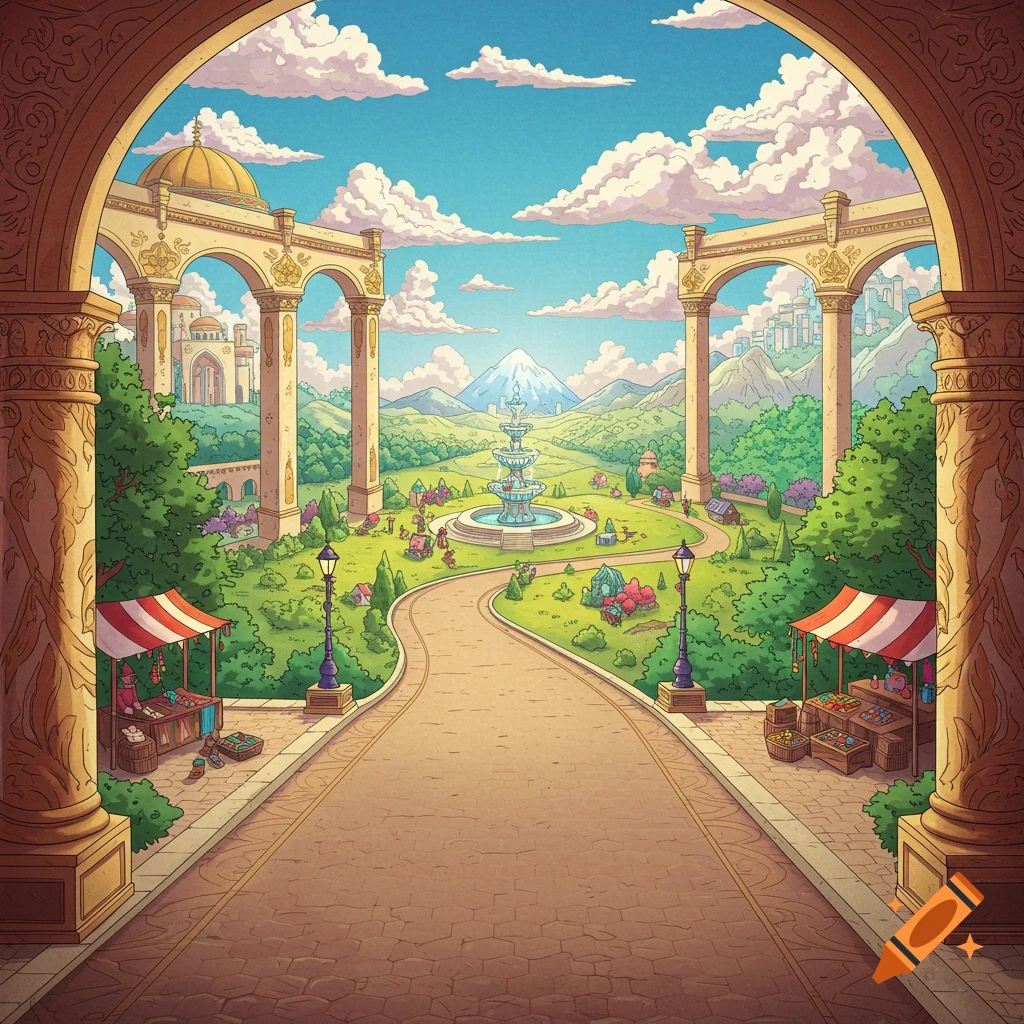 Illustration of a fancy road with an entrance, middle stop, and exit.