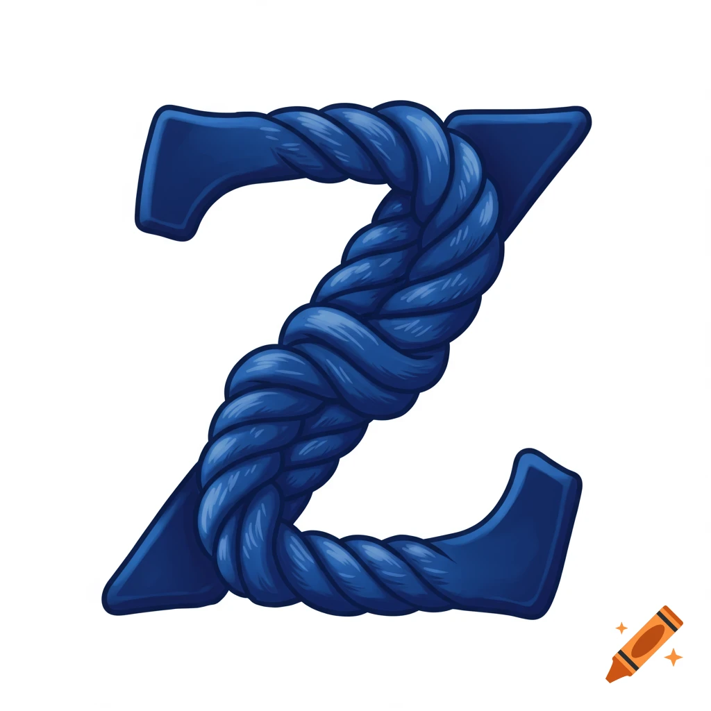 Blue rope tied into the shape of the letter Z