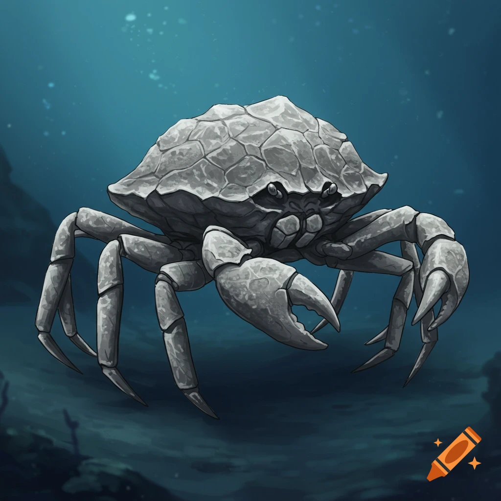 An illustration of a stone crab underwater.