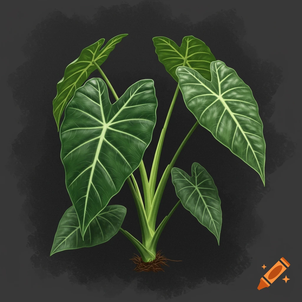 Stylized illustration of an Alocasia plant