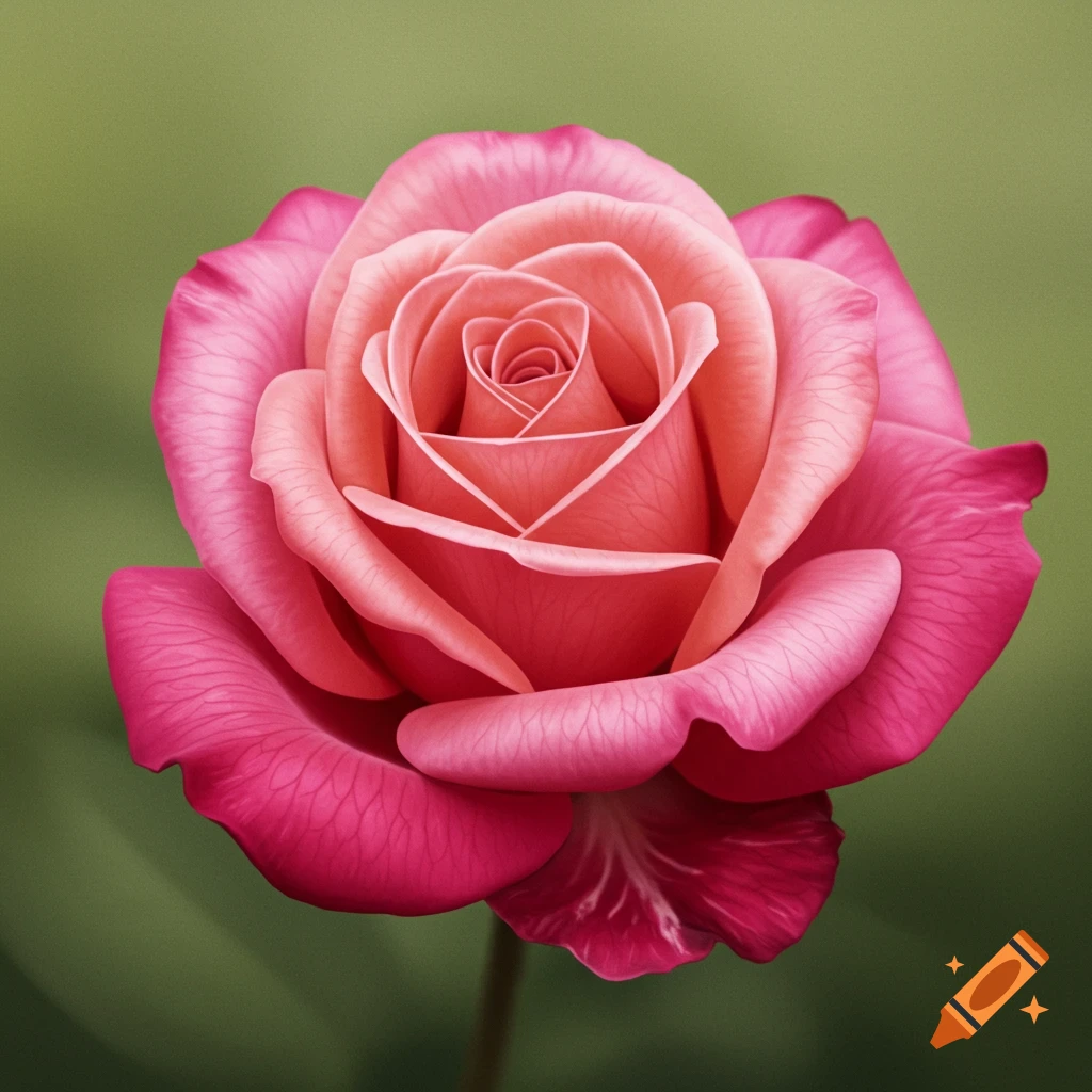 A vibrant pink rose blooming against a soft green background.