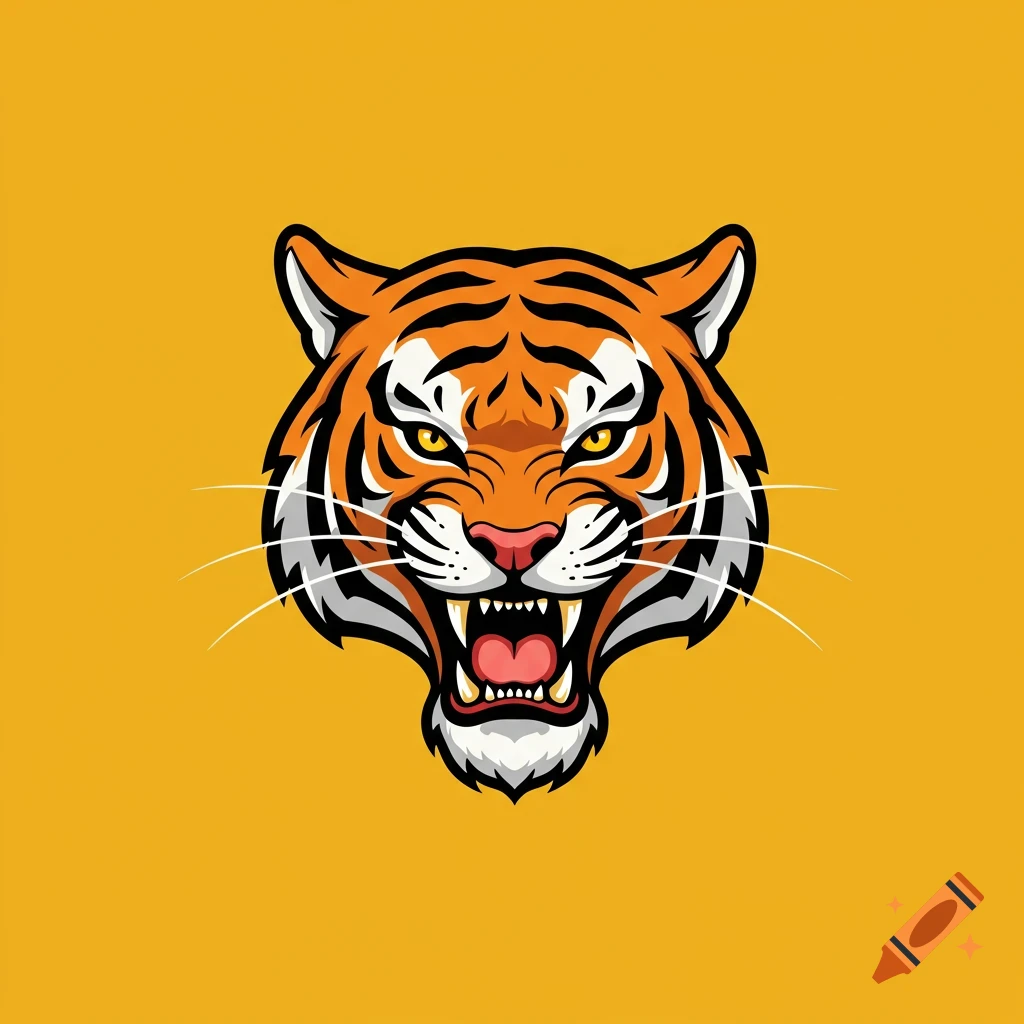Badass tiger logo on yellow background
