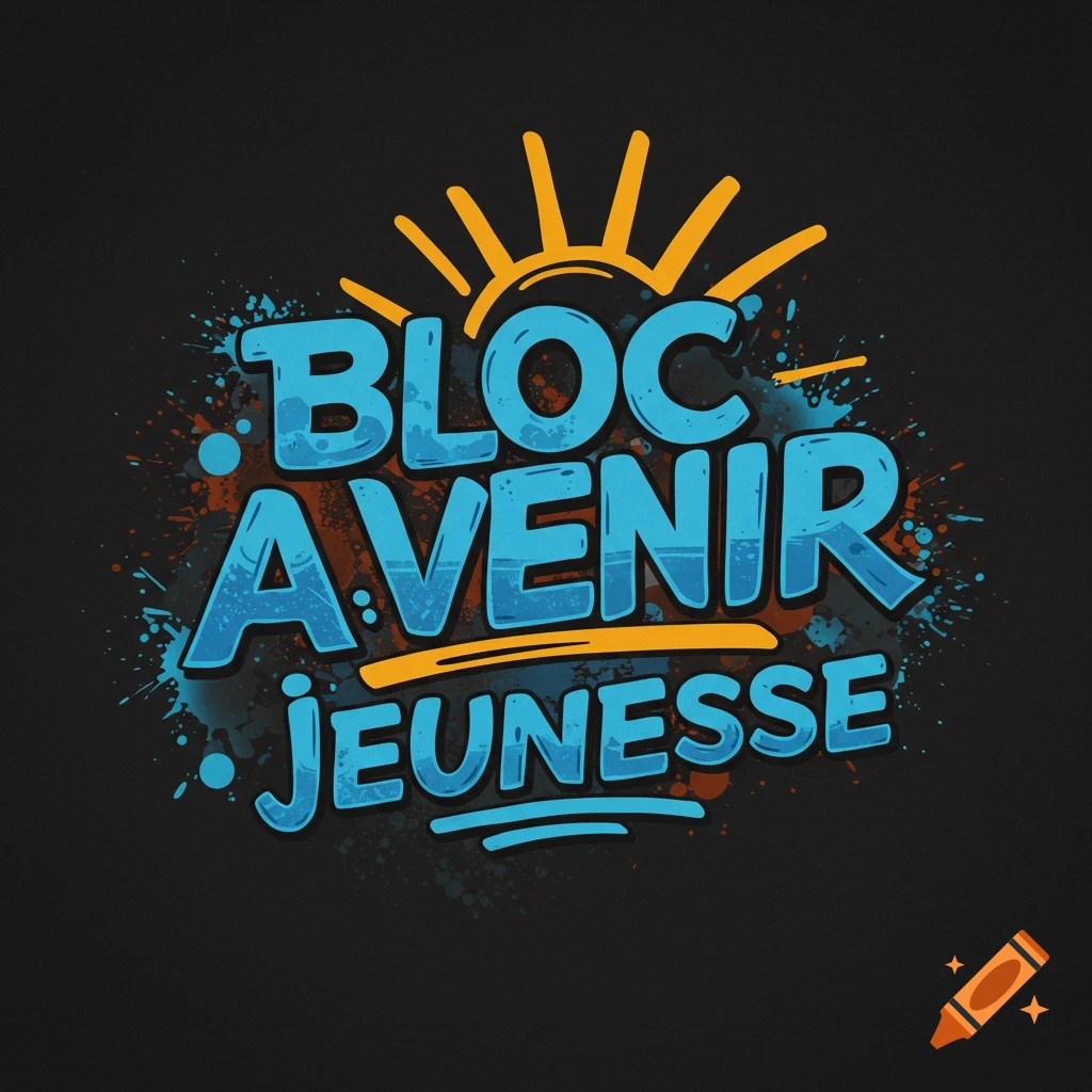 Logo for political party Bloc Avenir Jeunesse in graffiti style
