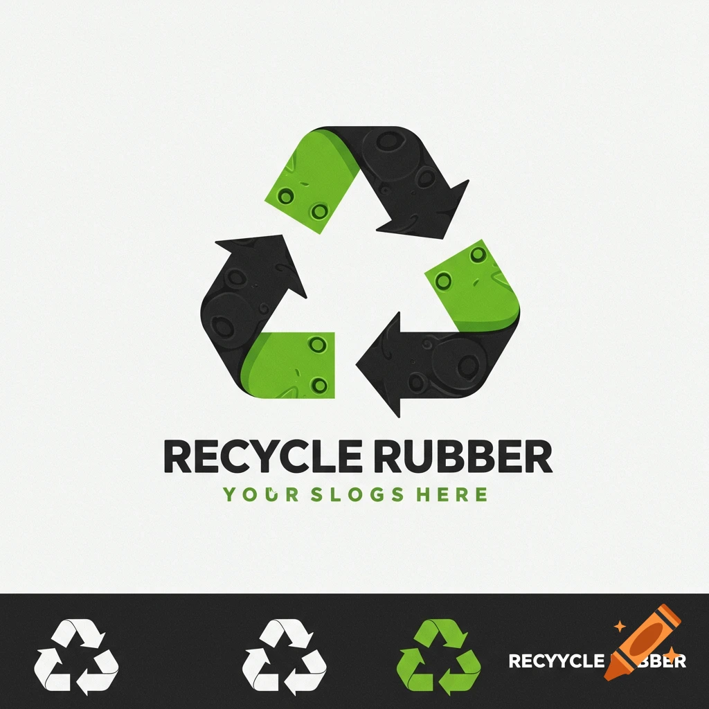 Recycle logo made of rubber