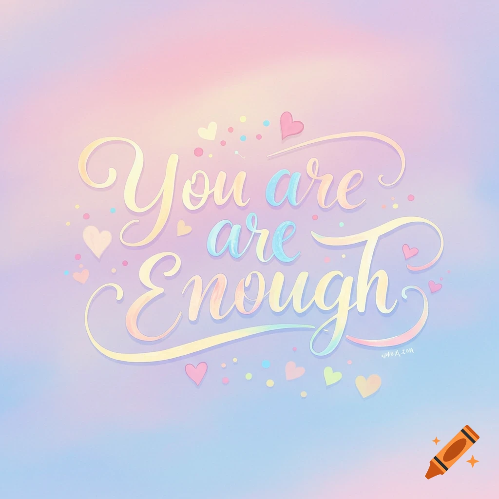 Motivational quote 'You are enough' on pastel background