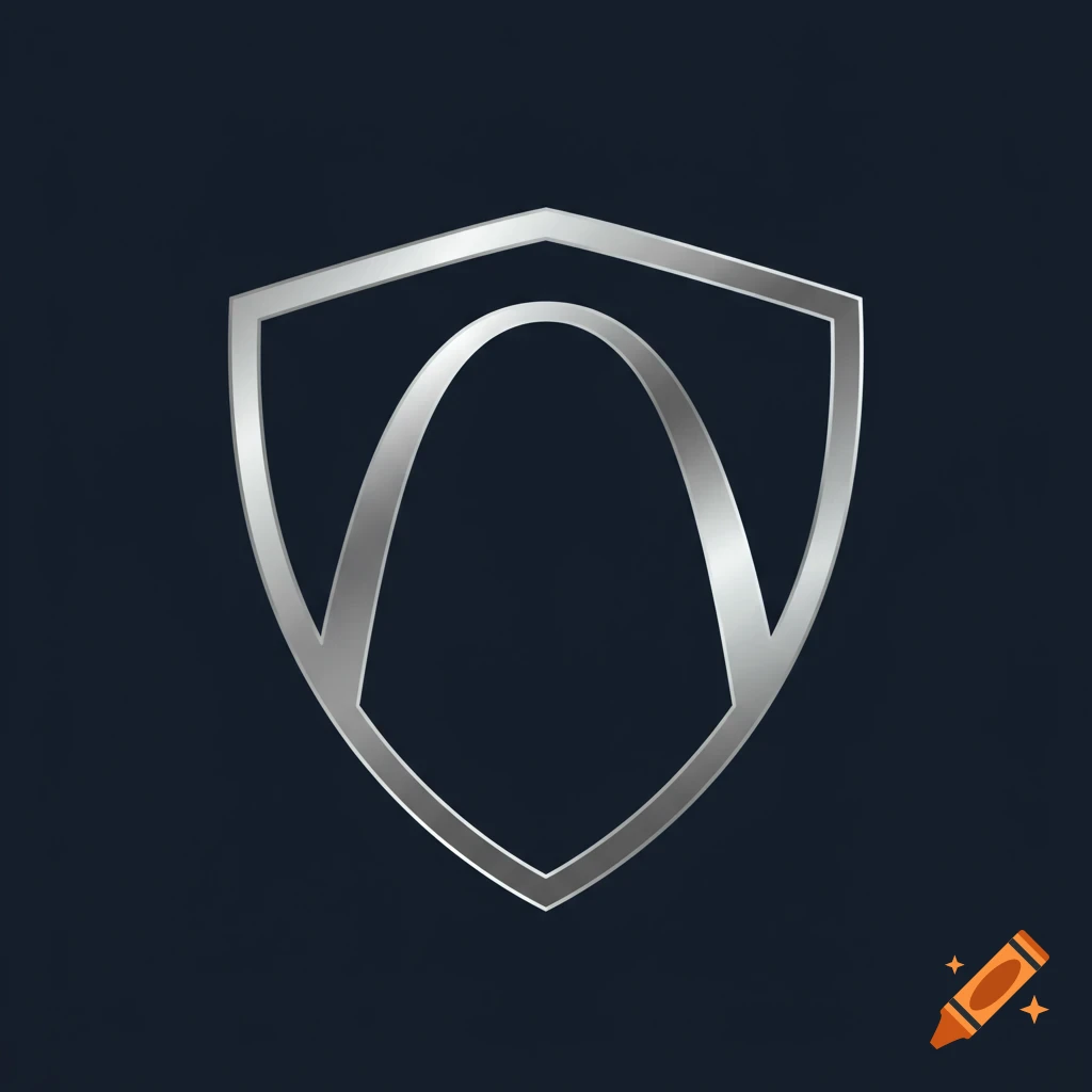 A silver shield logo featuring a stylized shape resembling the St. Louis Arch against a dark blue background.