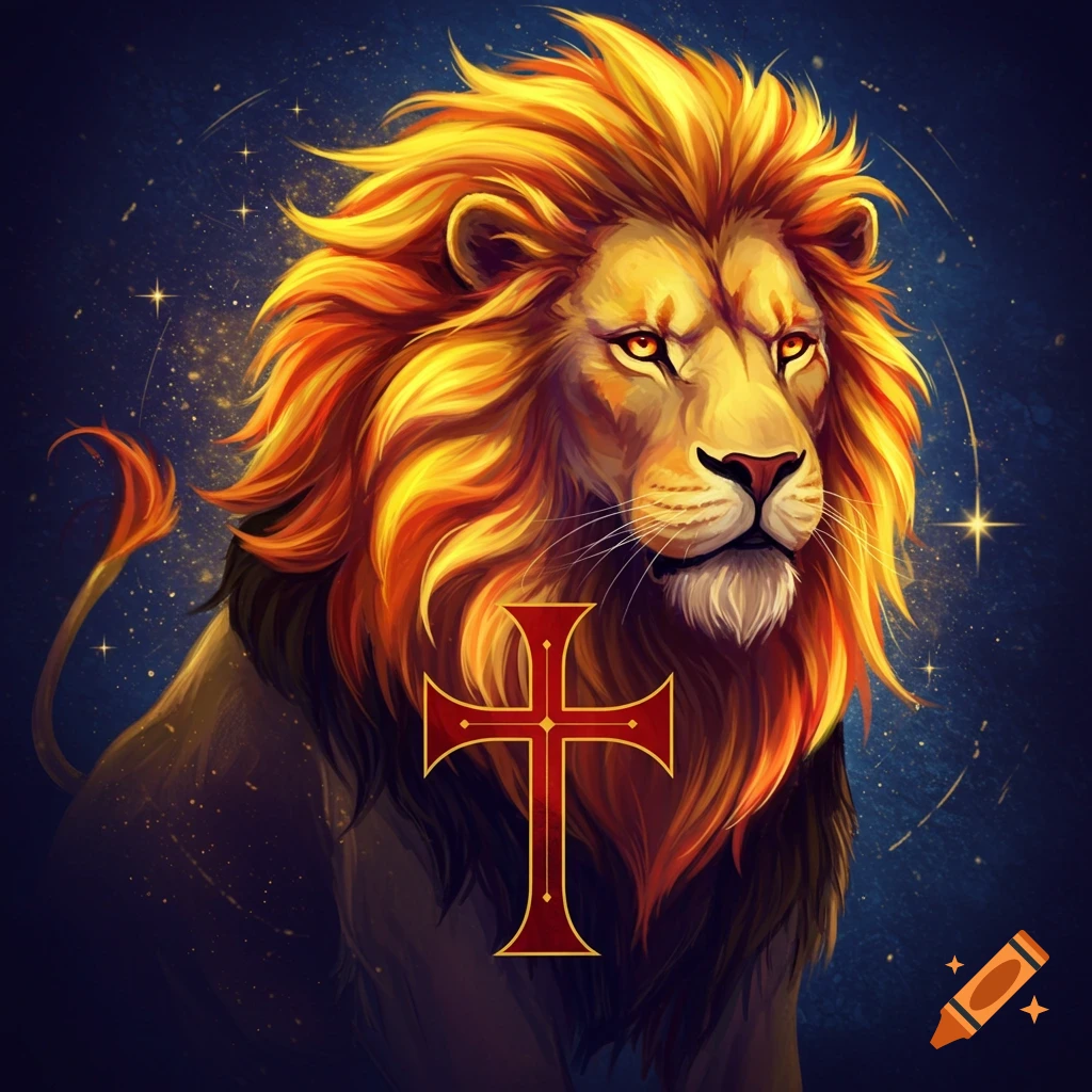 Chi Rho symbol with a lion