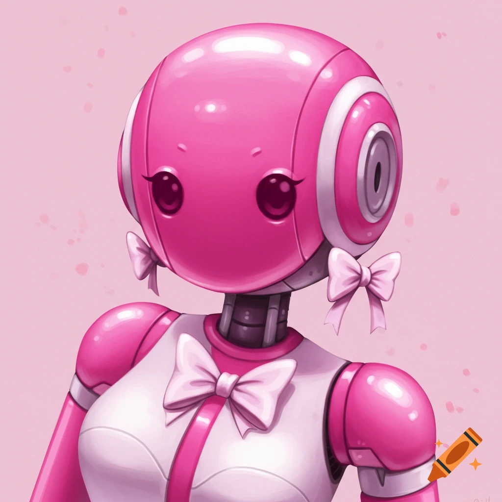 Pink robot with bows