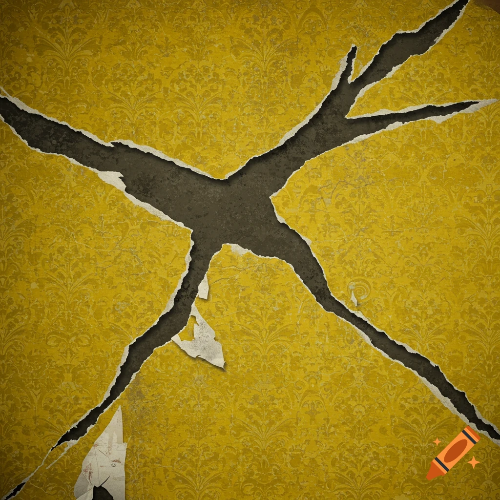 Torn and dirty yellow wallpaper