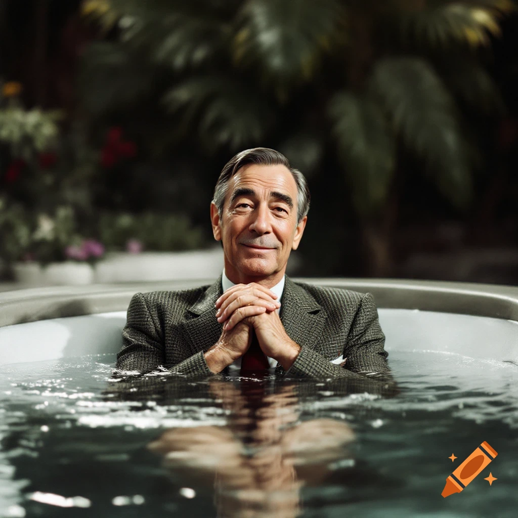 Mister Rogers in a hot tub