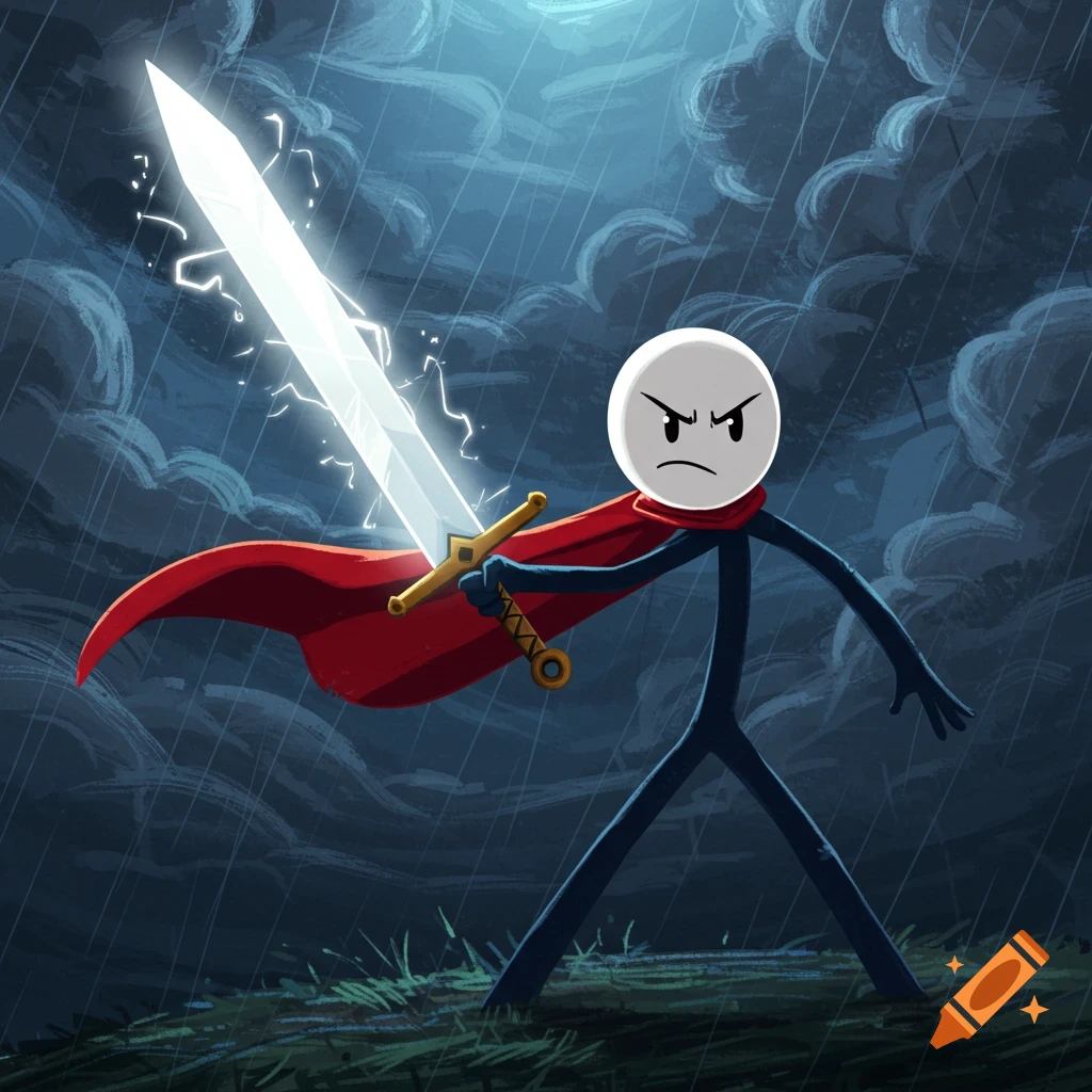 Stickman wielding a sword