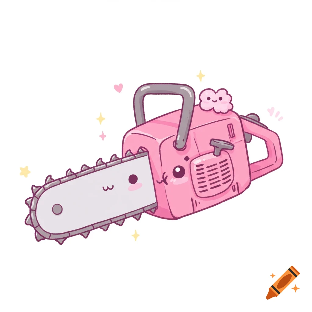Cute pink chainsaw drawing