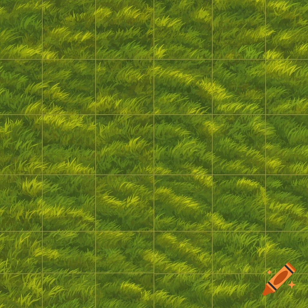 Animated style green grass texture with a grid overlay.