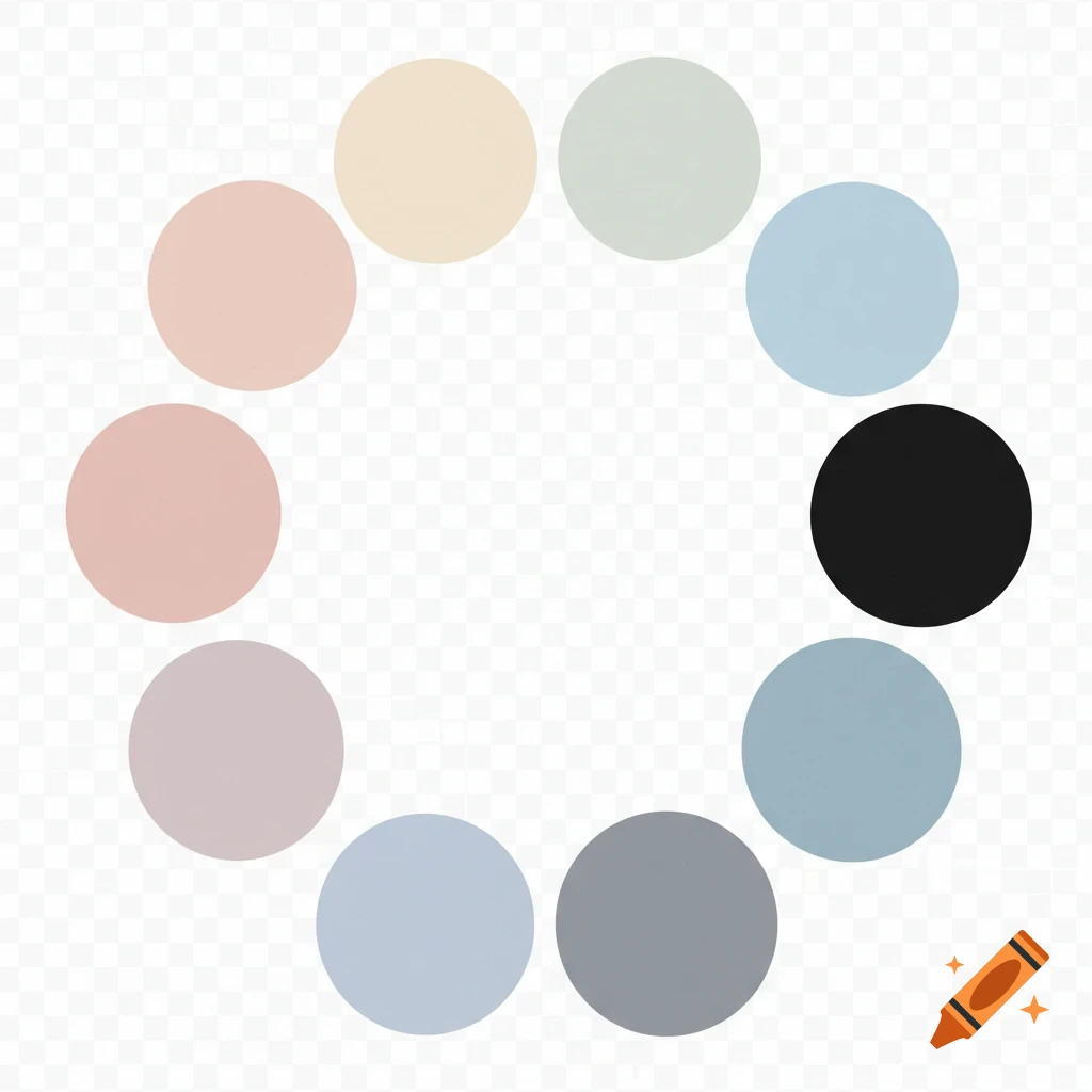 Circle of 11 circles, one black, transparent PNG