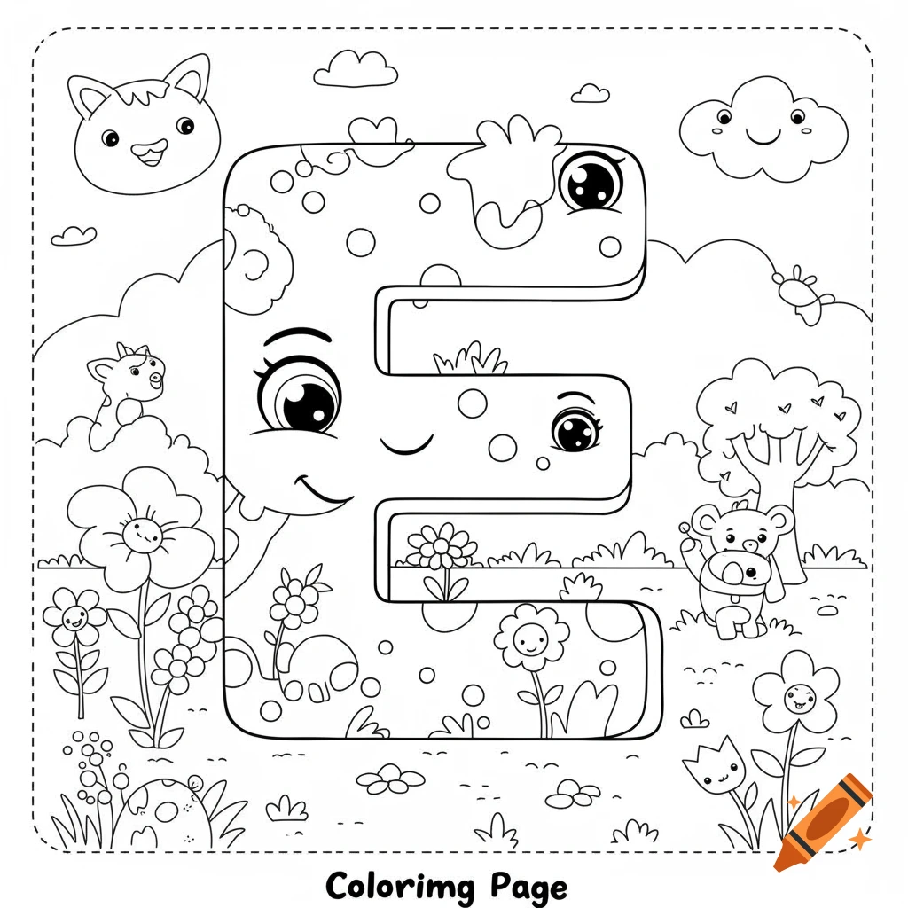 Letter E coloring page