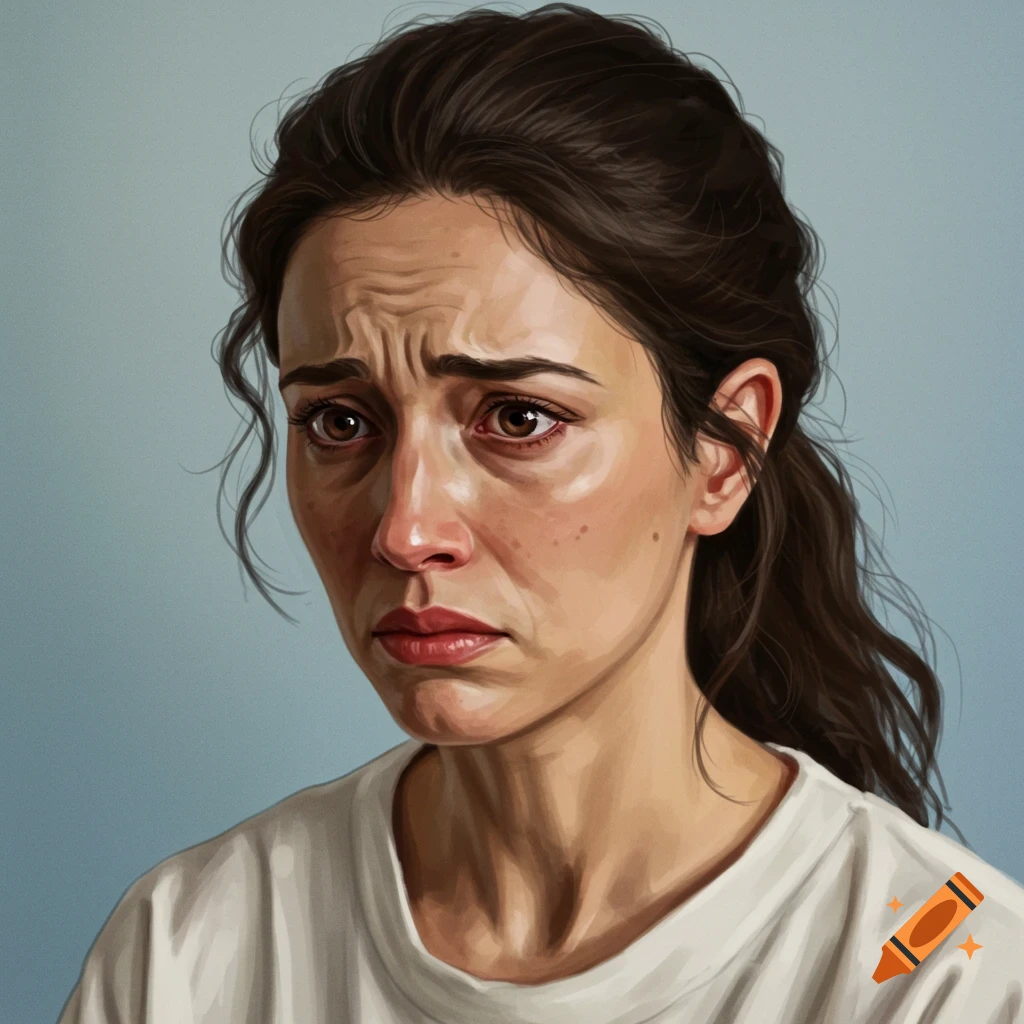 Close-up of a woman with a worried expression