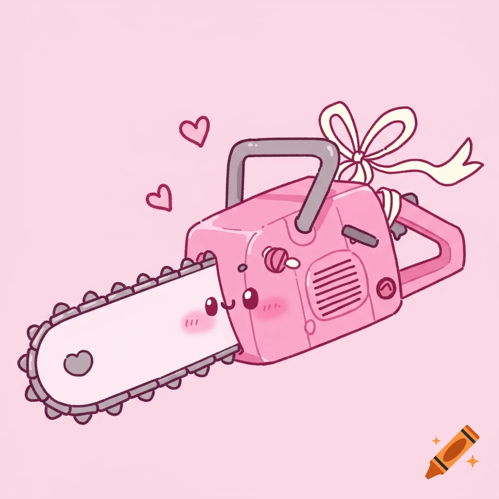 Cute pink chainsaw drawing