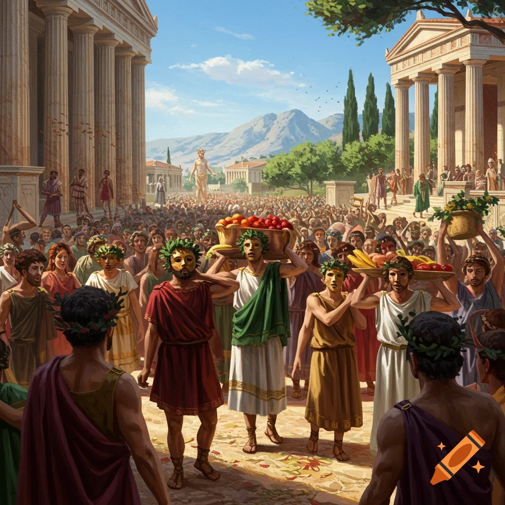 Greek god celebration Dionysia