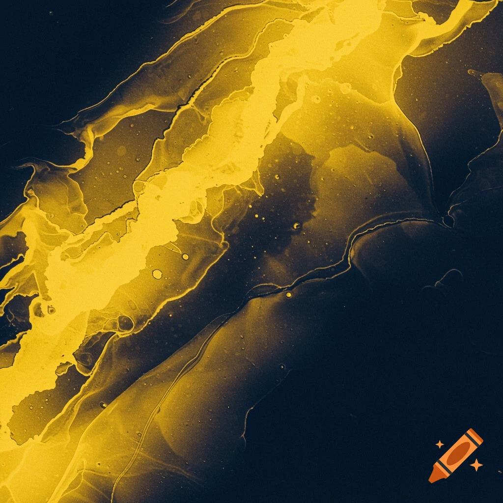 Abstract swirling pattern of golden yellow on dark blue