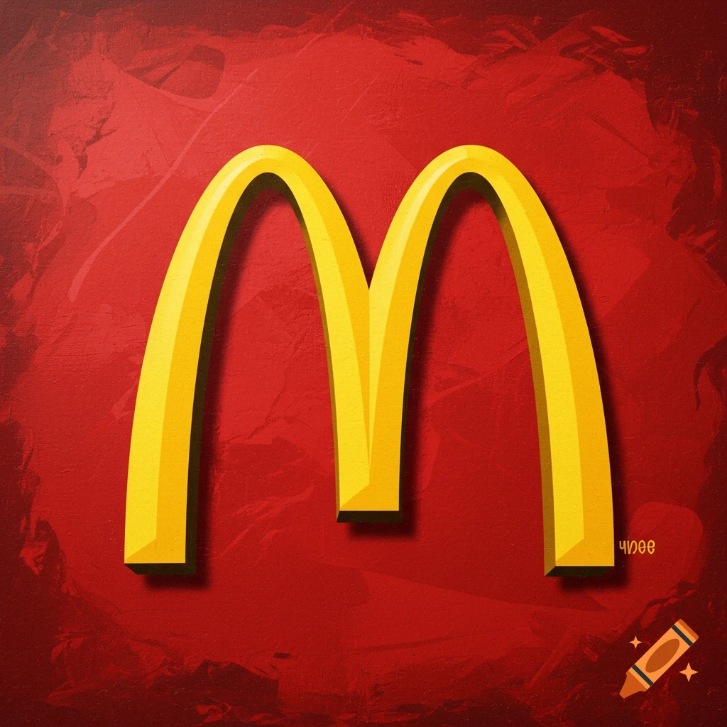 Stylized McDonald's logo on a red background.