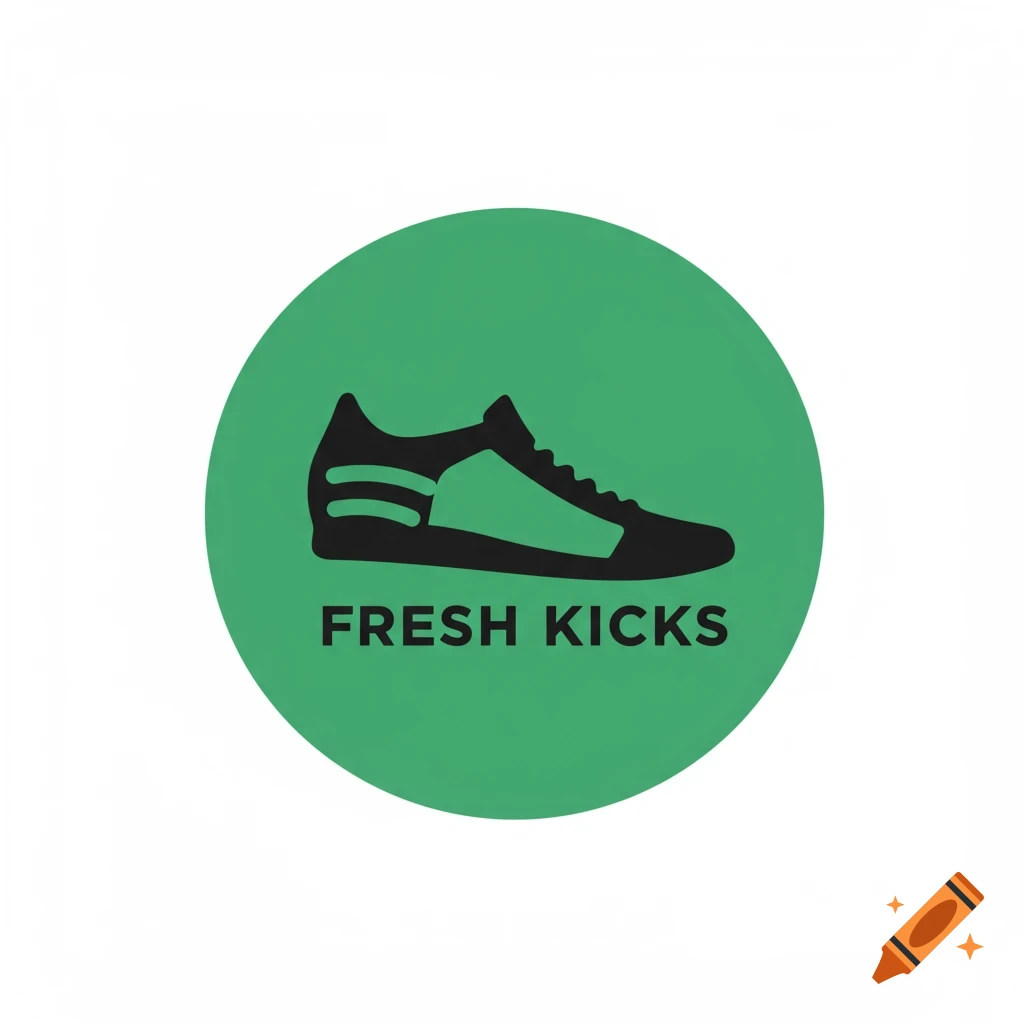 Green circular logo with a shoe cutout and 'fresh kicks' text